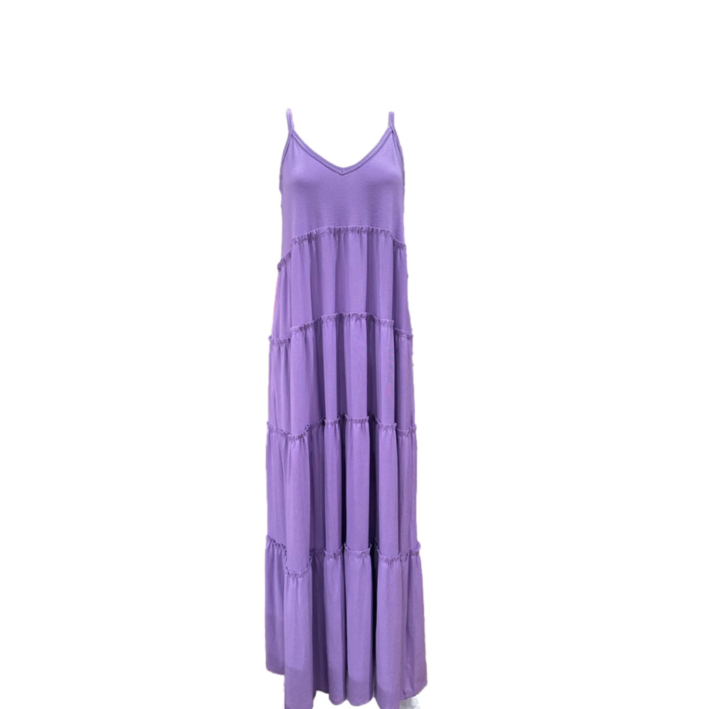 Zenana Purple Tiered Boho Maxi Dress with Pockets Small - Picture 3 of 9